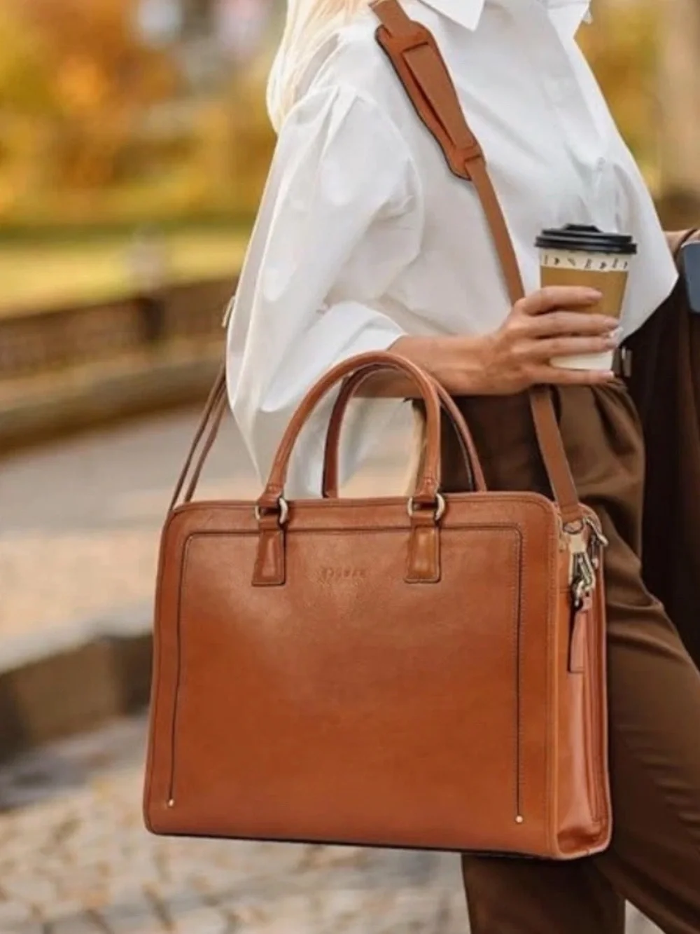 Banuce 15” Italian Leather Laptop Briefcase – Like New Condition